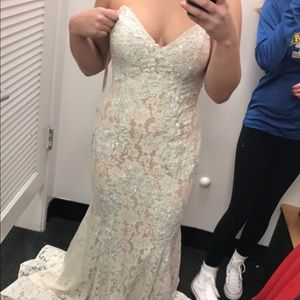 JOVANI- ivory strapless prom dress